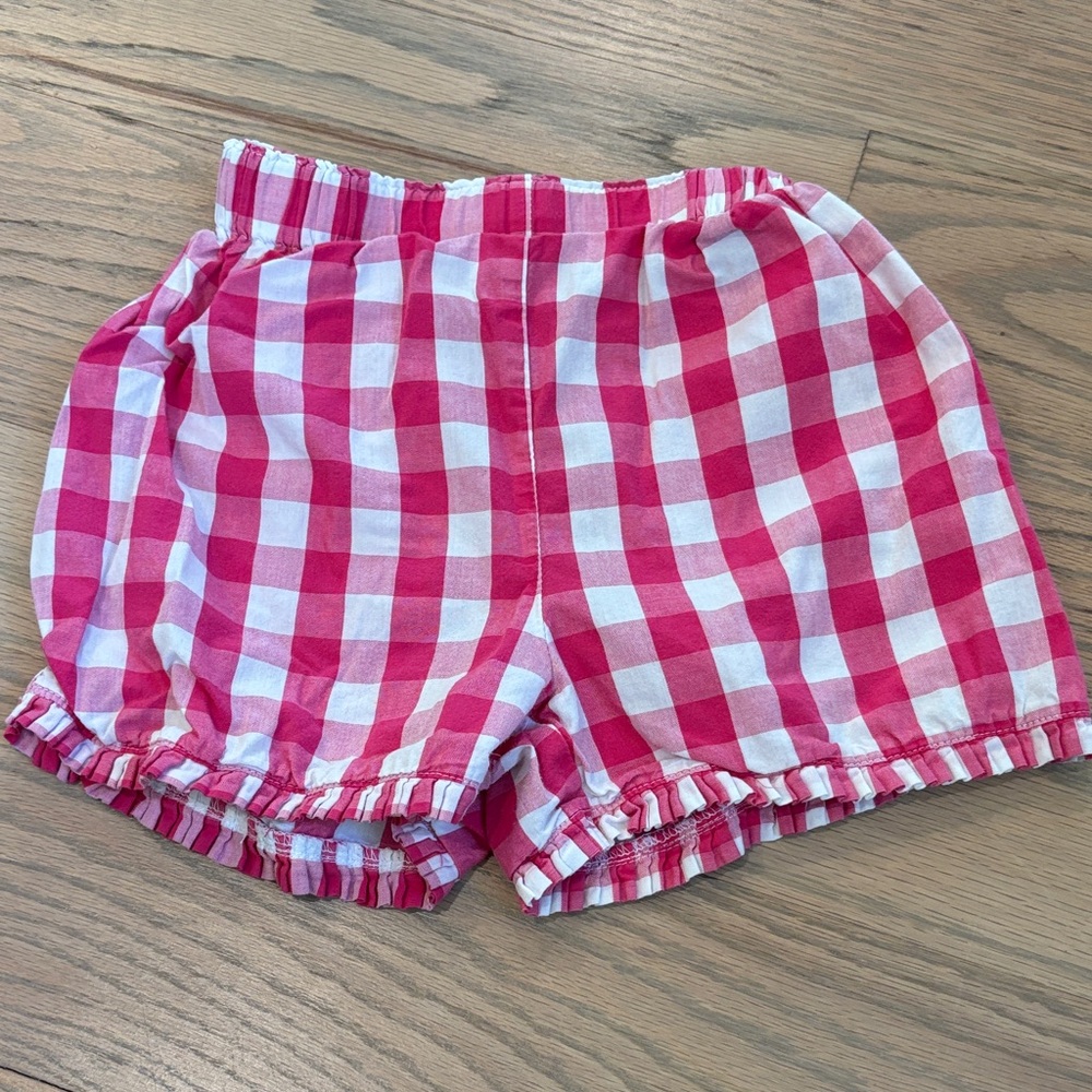 Bella Bliss hot pink gingham bubble shorts with ruffles, size 5